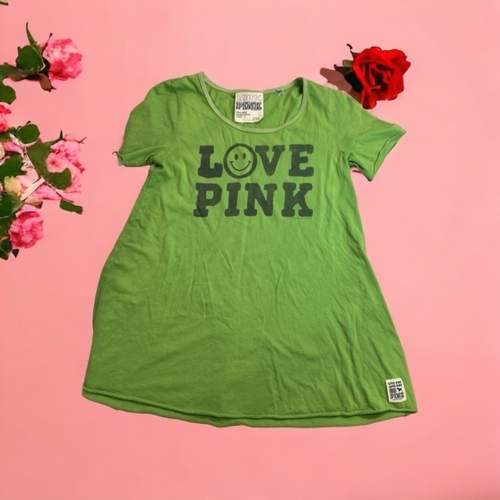 Pink Victoria’s Secret green organic‎ vintage shirt cs
